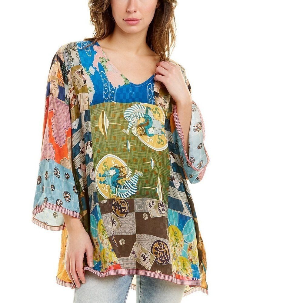 Johnny Was Women's Samantha Oversized Lightweight Loose Flowy Tunic Blouse Sz XS